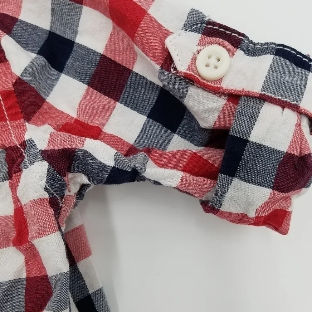 Gymboree Button Down Plaid Polo Shirt 12-18m